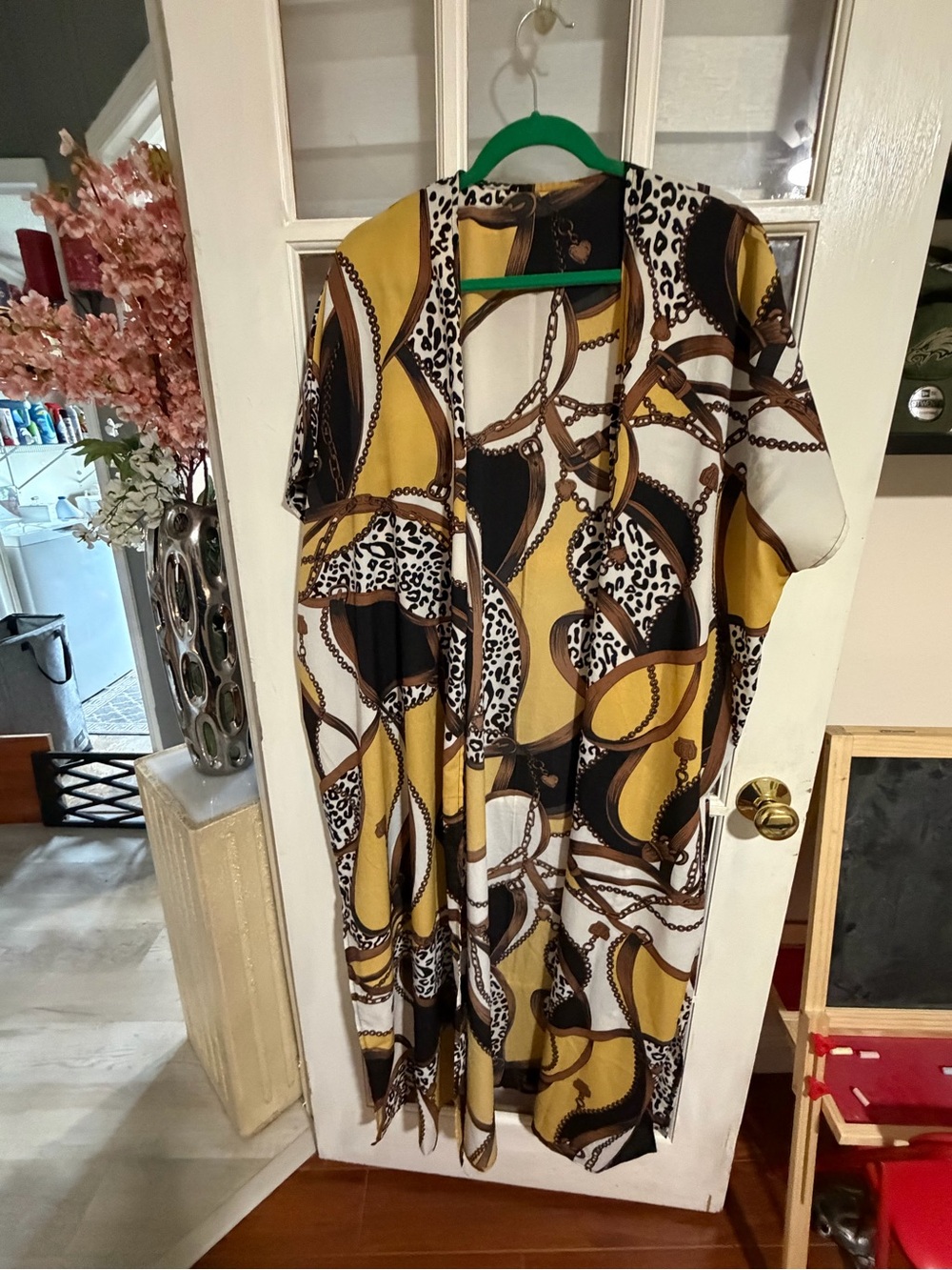Women's Yellow & Black Chain-Print Dress